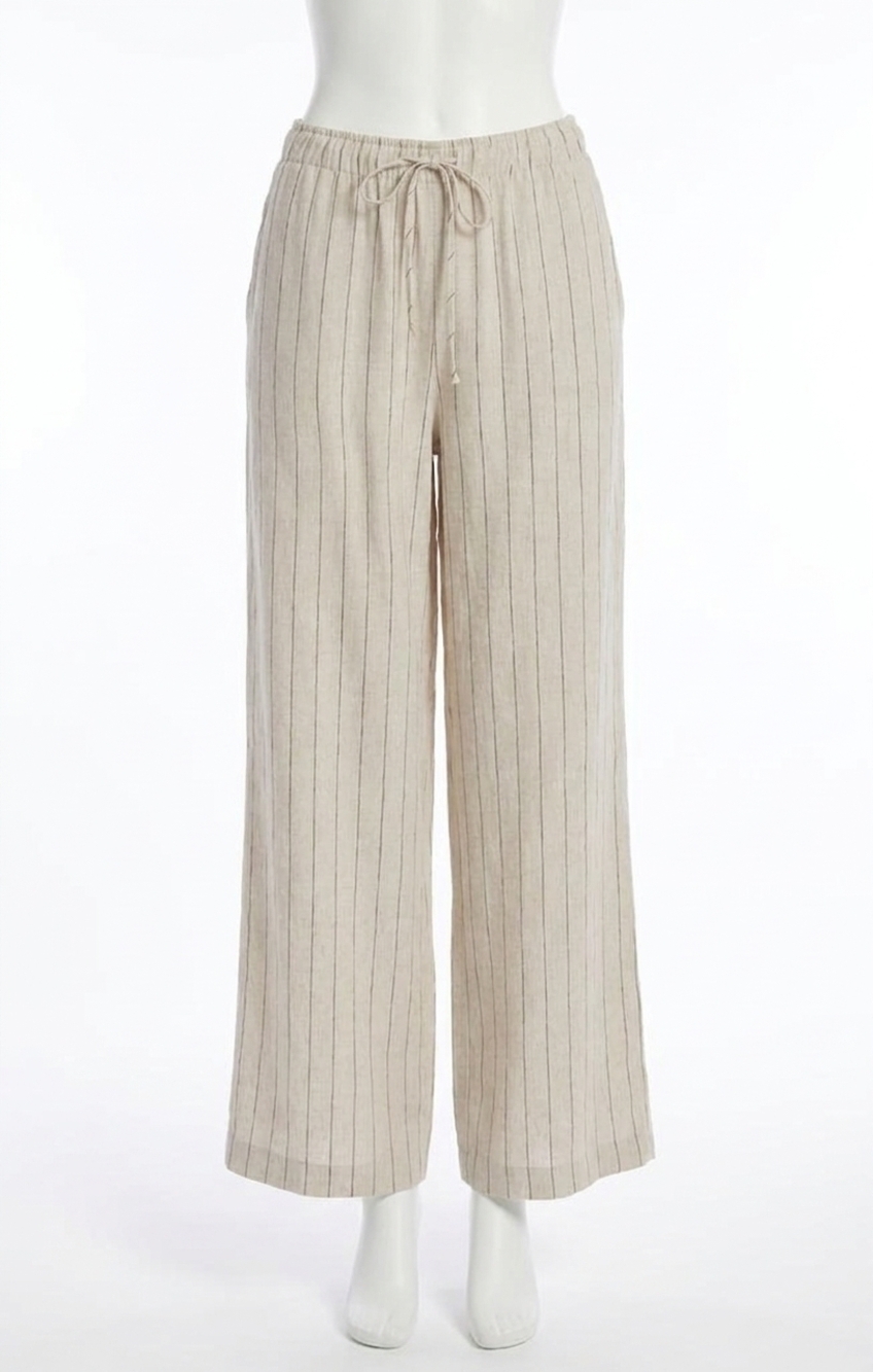 NEW Z SUPPLY henri striped linen wide leg pants in beige